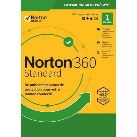 Norton 360 Standard 2025 - Licence numérique officielle - Version Complète - Clé d’activation - Image produit HD